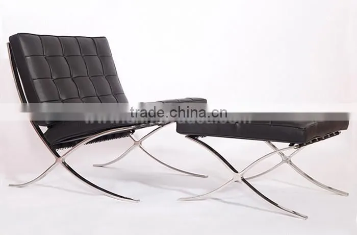 Living Room chaise Lounge Chair & Ottoman designer mies barcelona chair