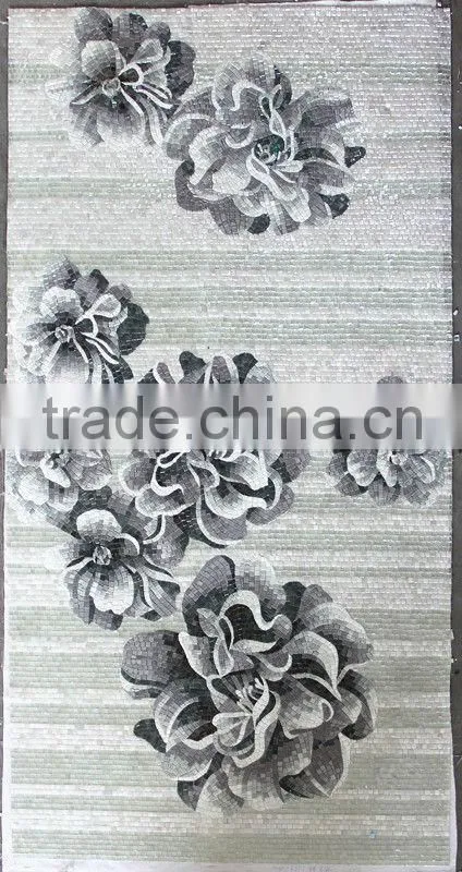 Decorative Lily Flower Glass Tile Mosaic Mural Patterns