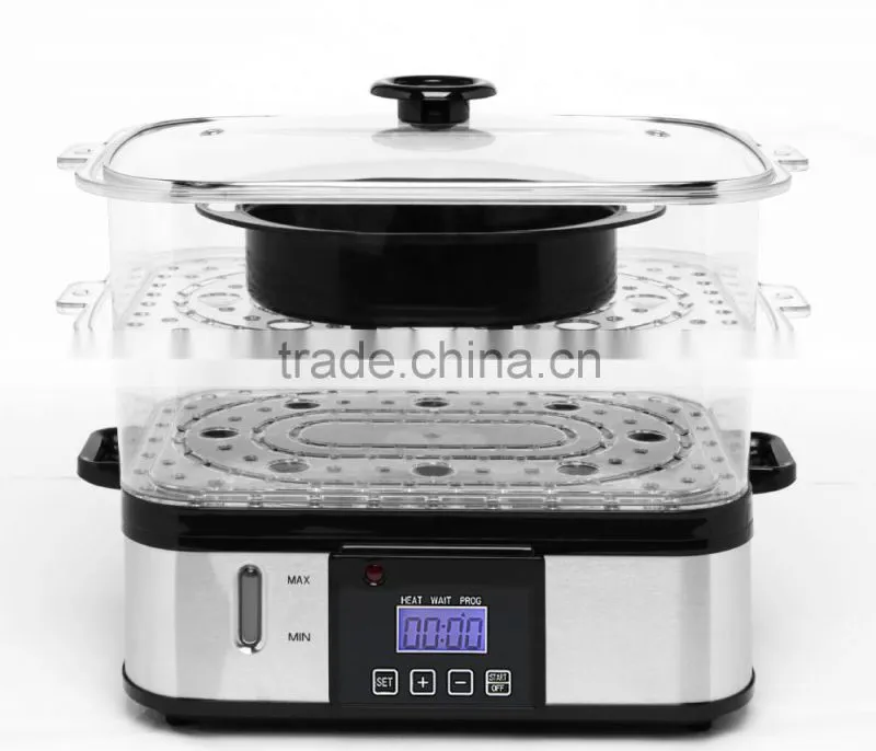 2 layer Home 800W stainless steel electric food steamer XJ-10107