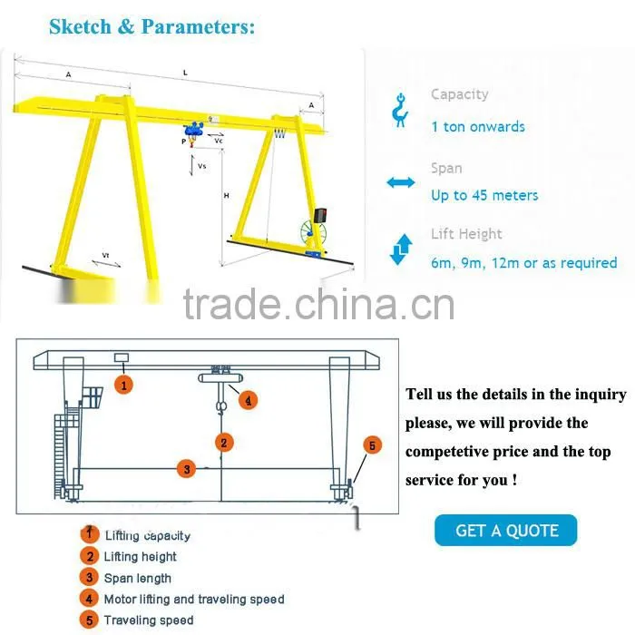 single girder gantry cranes portal crane, crane gantry