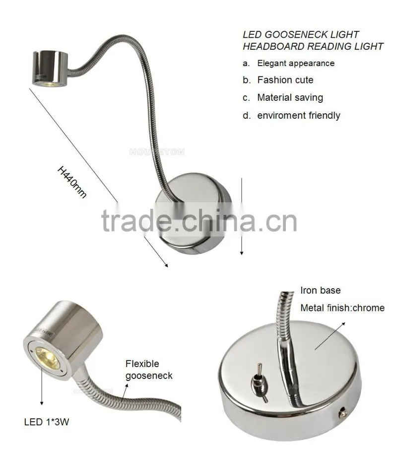 led gooseneck hotel bedside reading lamp,gooseneck hotel bedside reading lamp,hotel bedside reading lamp WL1022