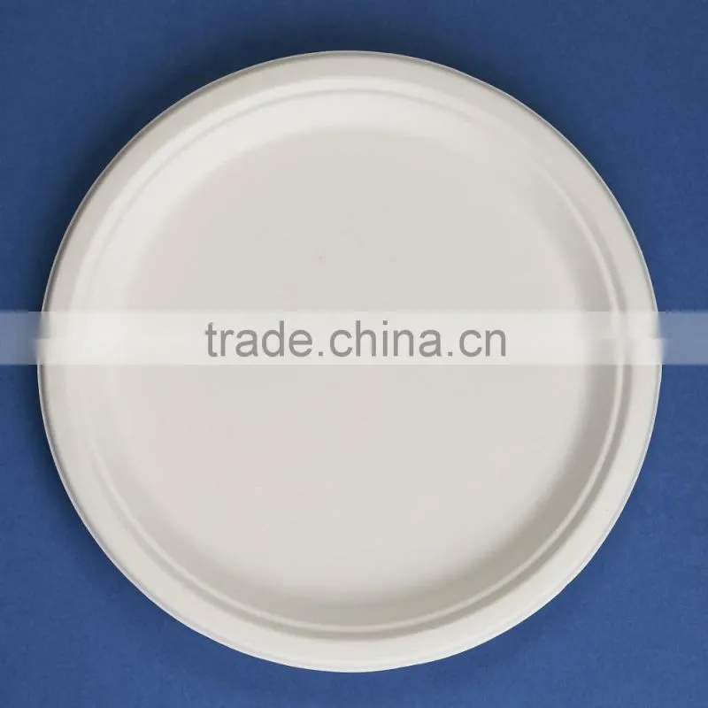 PL-10 10 inches bio-degradable disposable sugarcane paper microwave plates