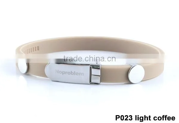 Noproblem P023 germanium tourmaline power elastic stainless steel bracelet