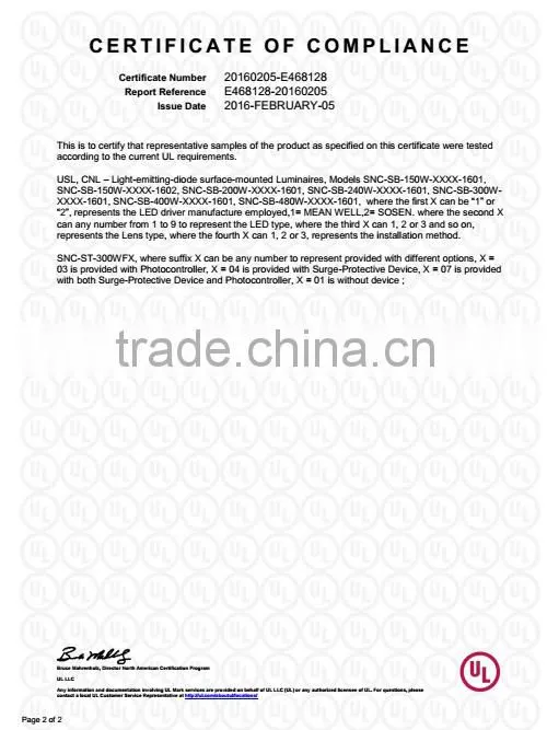 factory price dlc ul cul listed 300w led shoebox light, IP65 led street lighting