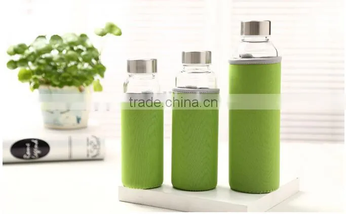 Glass water bottle with hot water bottle cover