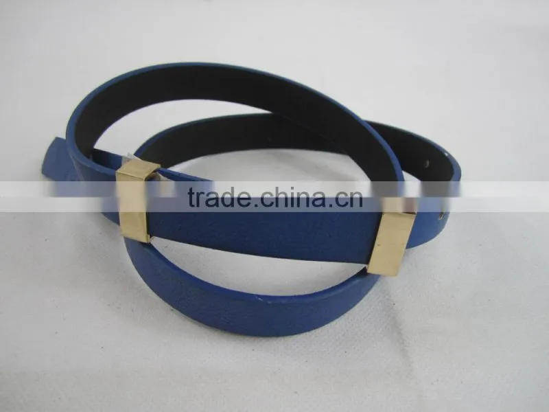 blue cheap skinny PU leather ladies belts