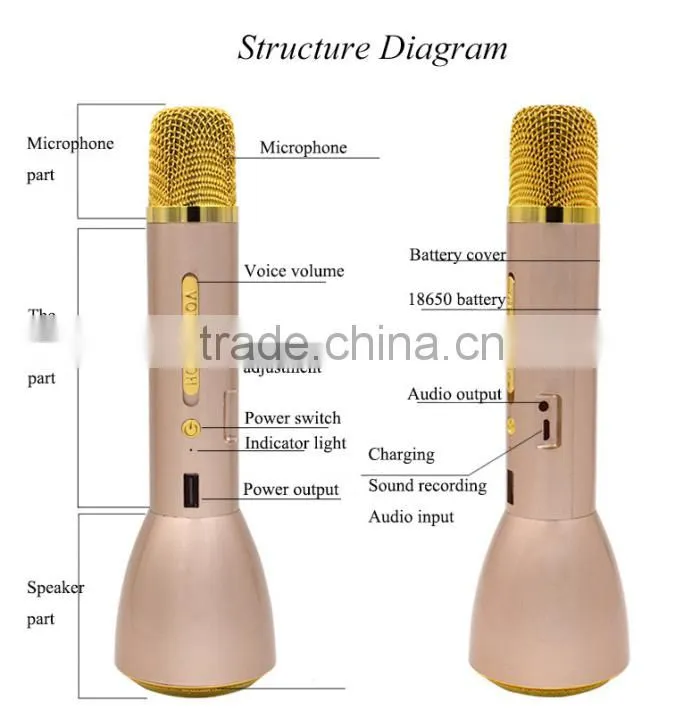 All-in-one Portable Home KTV Karaoke Player Wireless Microphone Speaker with Bluetooth