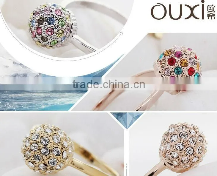 OUXI 18k gold ring for women with Austrian crystal 40059
