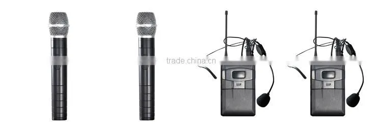 Professional UHF dual channel wireless microphone system