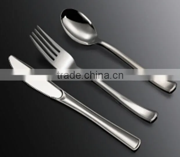 Large Plastic Forks Knife And Spoons,Siver Coated Cutlery,Disposable Plastic Metallic Cutlery