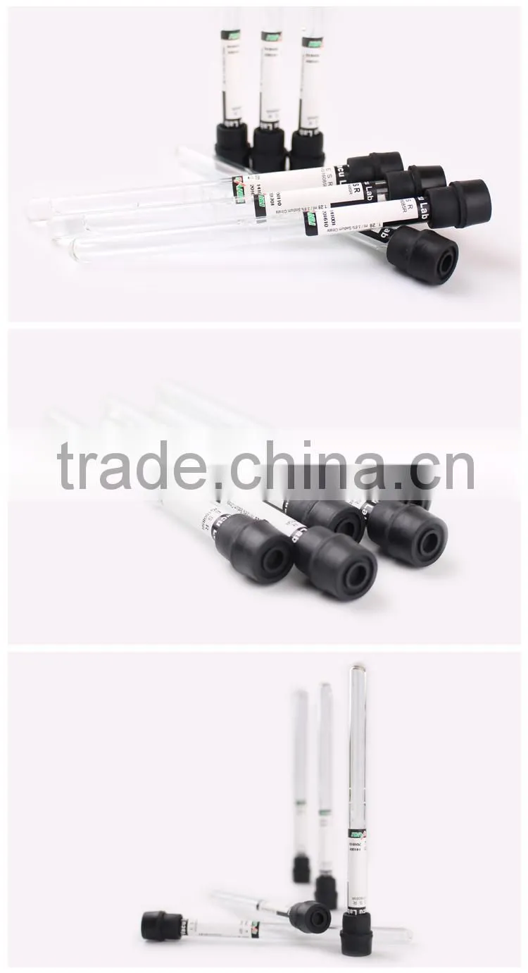 OEM acceptable custom blace top vacuum blood collection black tube