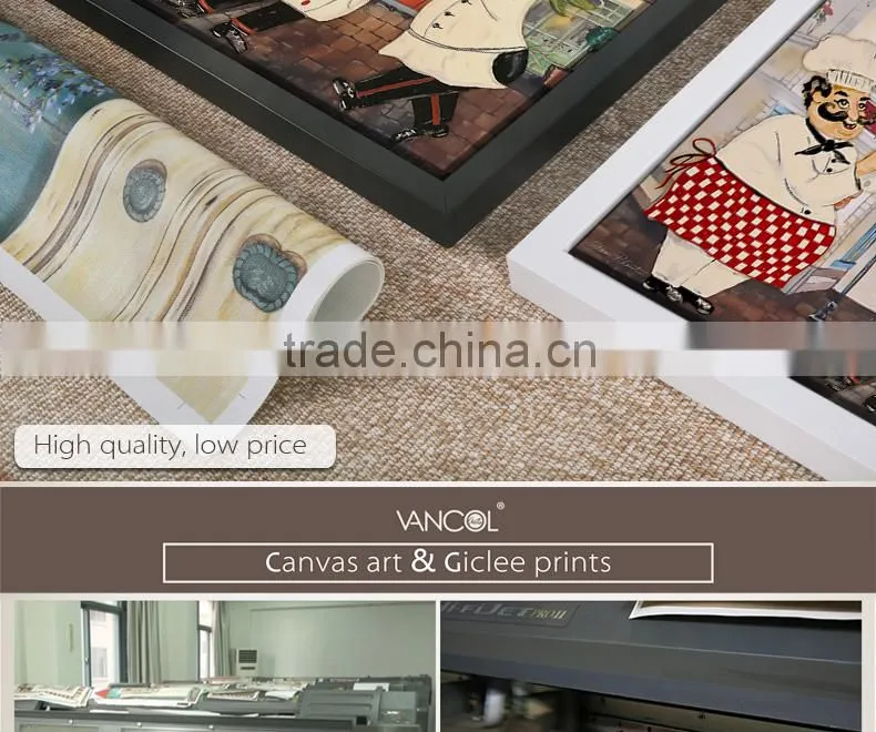 Modern handmade funny fat cook oil painting