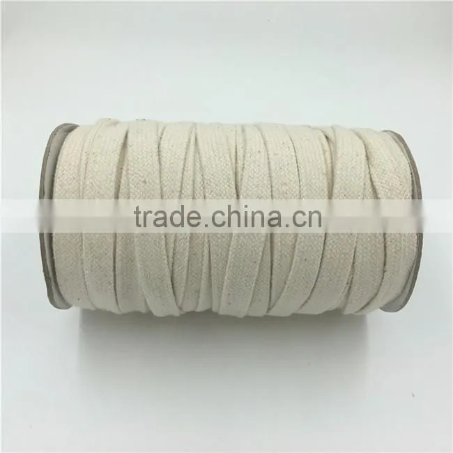 China Supplier 16MM White Flat 100% Braided Cotton Cord