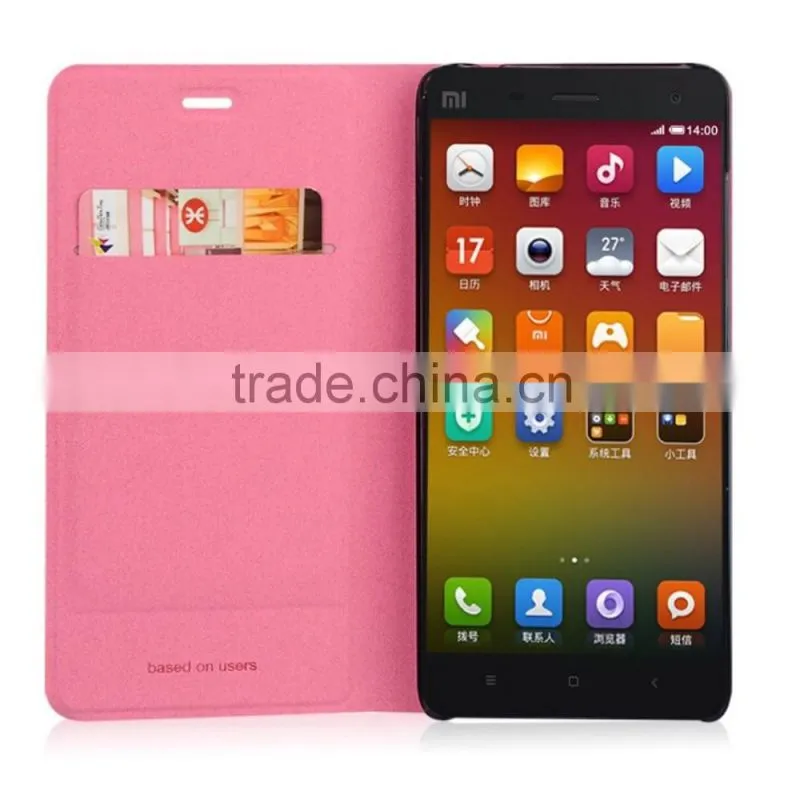 Mobile phone case for Xiaomi 4 fashion flip pu leather case personality case with cheap price