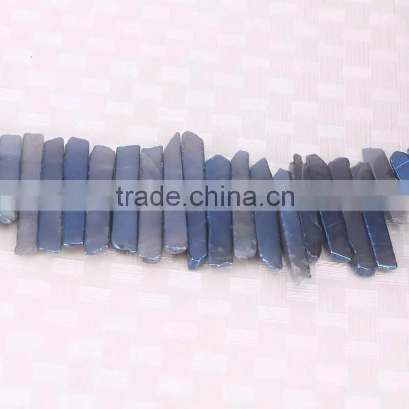 Titanium Blue Quartz Crystal Point Pendant Beads,Top Drilled Raw Quartz Tusk shape rock crystal pendant beads