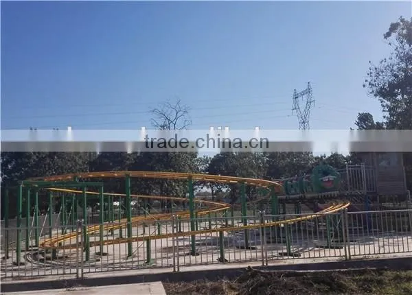 Kids large amusement rides mini roller coaster , sliding dragon / green worm mini roller coaster rides hot sale