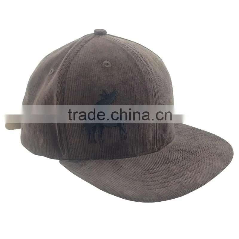 Unisex custom vintage embroidered corduroy blank baseball snapback cap wholesale