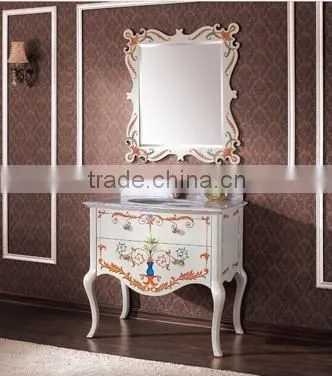 The flower of love style solid wood bathroom cabinet WTS353