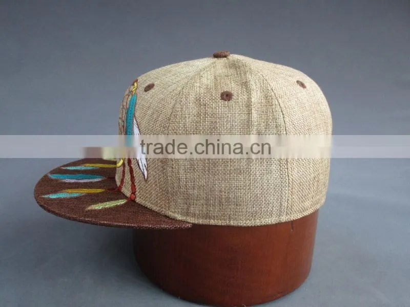 High Quility 6-Panel Falt Brim Cap with Special Front Embroidery