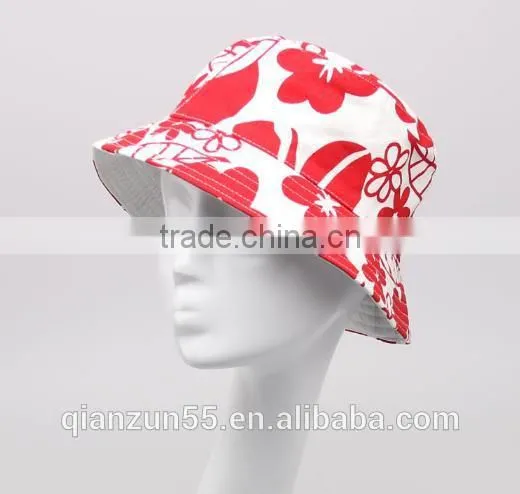 blue wide short brim custom streetwear floral 100% cotton flower print pattern bucket hat