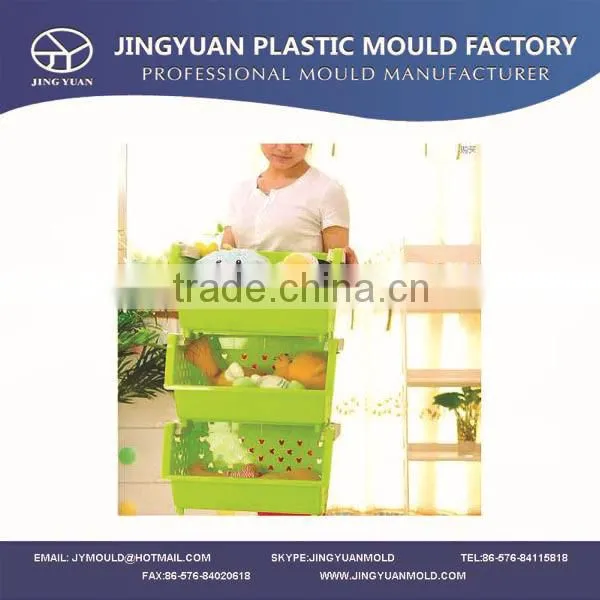 Taizhou OEM plastic household fruit storage crate mould supplier,commodity injection vegetable stackable basket mold manufacture
