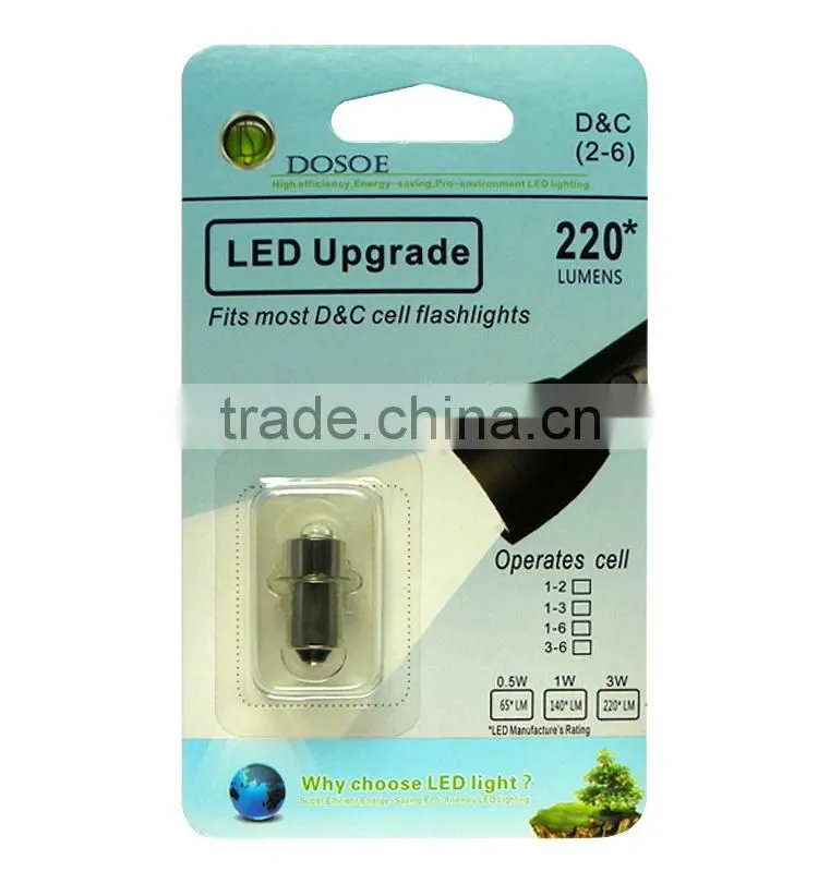 LED BULB UPGRADE Flashlight Lamp 3.0V for 2-C 2-D 2-AA Cell