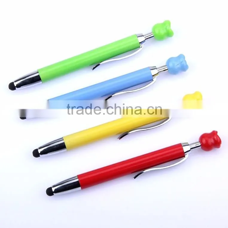 short promotional stylus ball pen screen touch pen with rose flower shaped click top