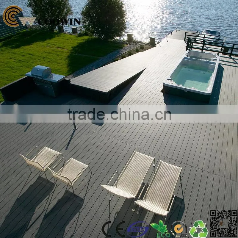 Solid Landscape WPC Composite Exterior Decking Deep Brushed Floor