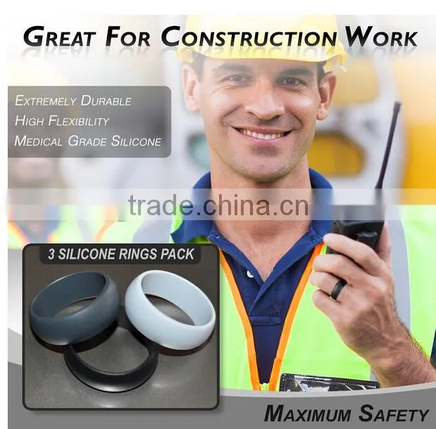 100% Premium Silicone Wedding Band,High Performance Men's Silicone Wedding Ring