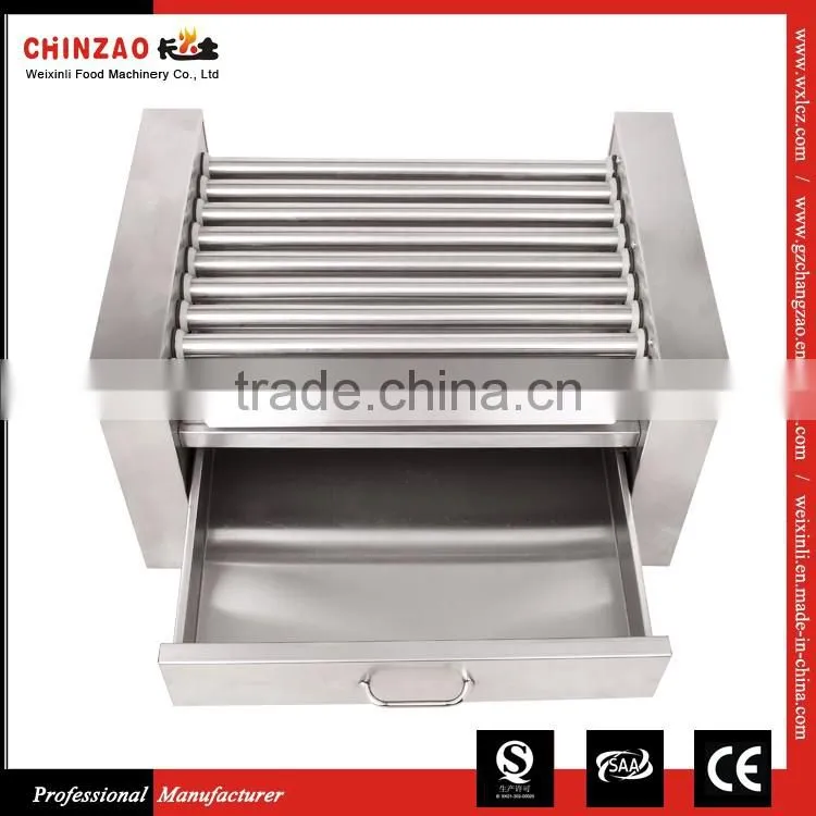 Commercial 9 Rollers Professional Hot Dog Roller and Sausage Bun Warmer
