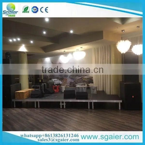 Modular square stage with 4 steps stairs with square legs
