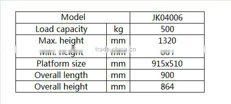 500kg Loading Capacity Full electric Lift Table Elevator