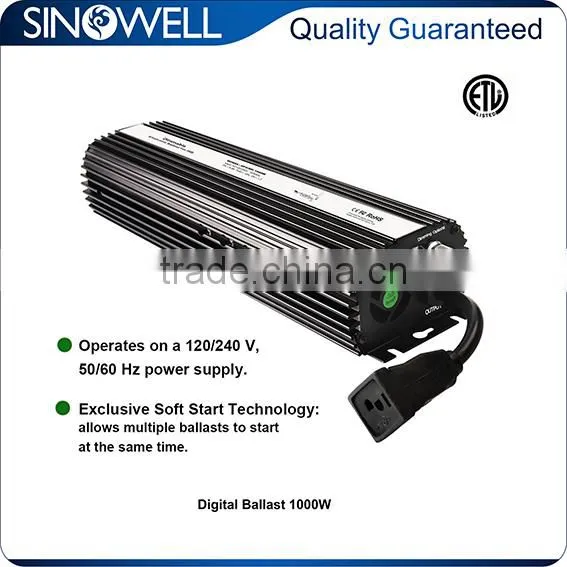 China Honest Manufacturer SINOWELL Hydroponics 1000 watt DE Digital Ballast