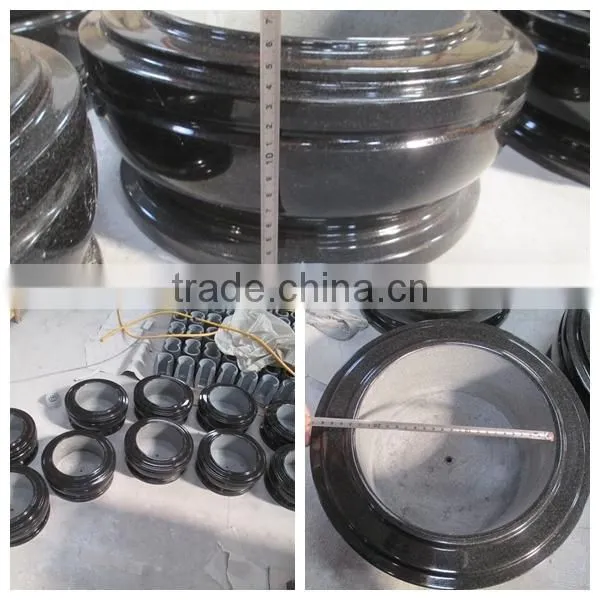 Black granite flower pot for cemetery
