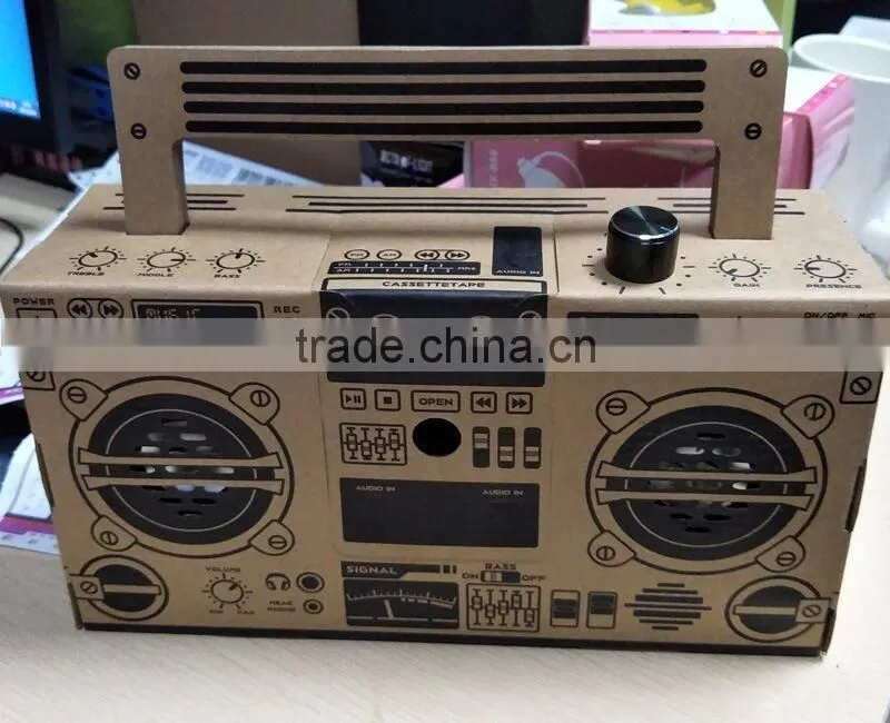 Creative DIY Foldable Loudspeaker Box Consist with Paper Materials, Funny Puzzle Loudspeaker, Classical Style LoudSpeaker box