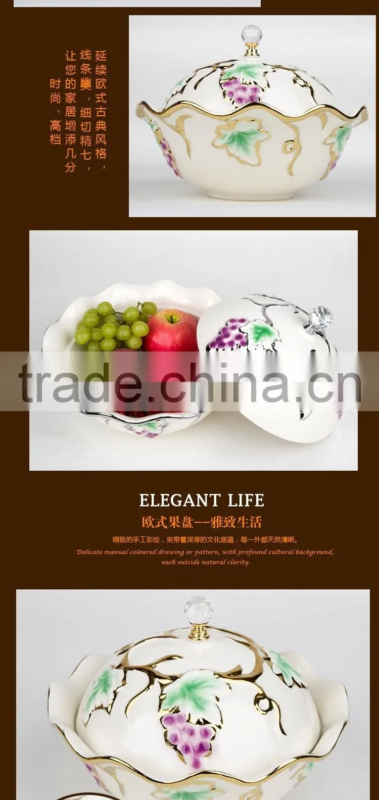 New style china ceramic electroplating soup bowl with lid