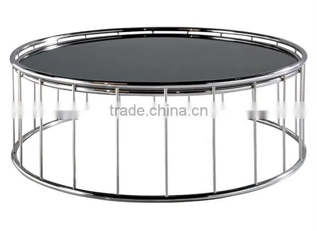 Rose gold Metal stainless steel Frame with Glass-top Round End Table