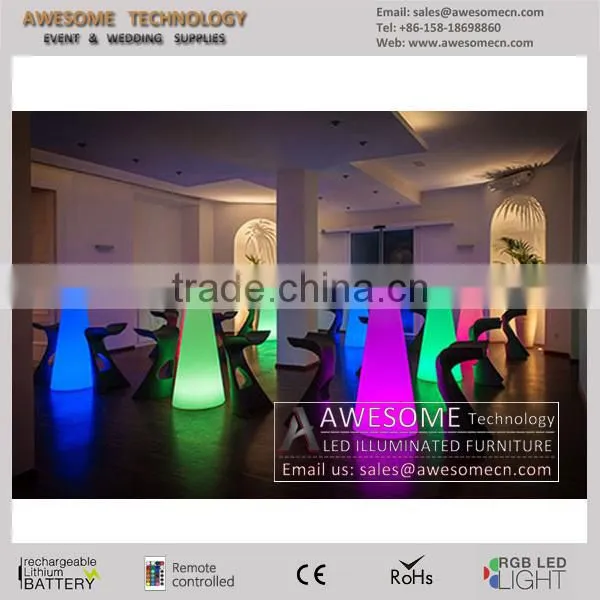 luminous led glass bar table, club table