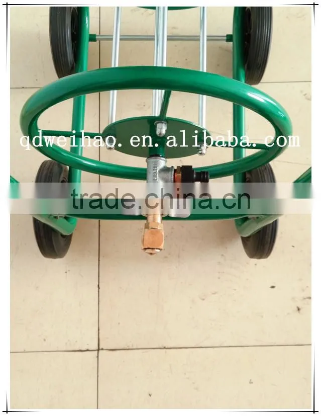 Portable Water pipe cart ,metal four wheel Garden Hose Reel Cart ,Garden sprinkler cart