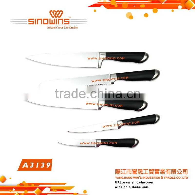 Hollow handle stainless steel 5 pieces kitchen knife set