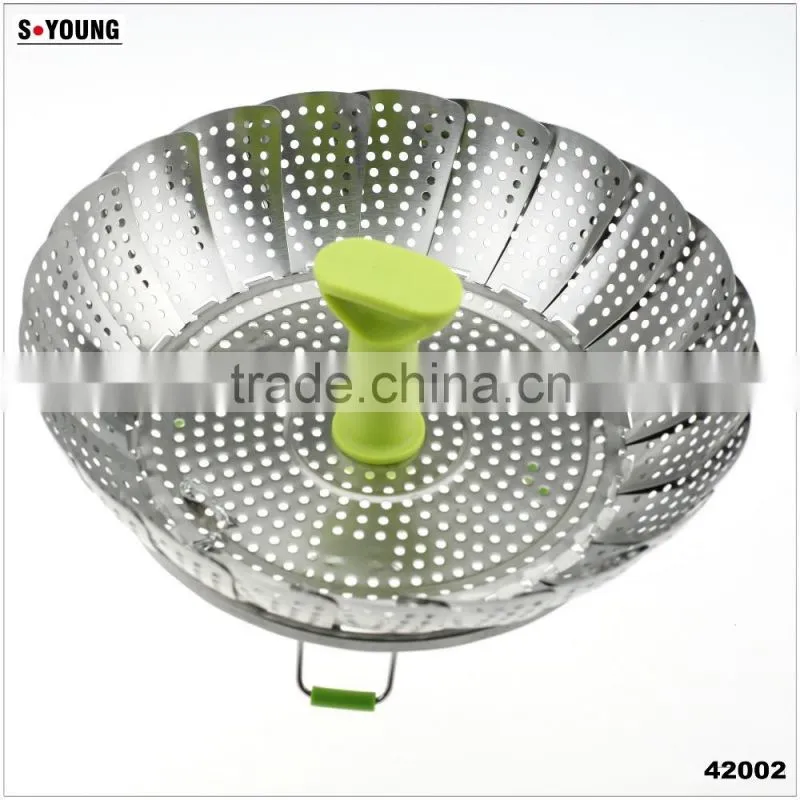 42053 Vegetable steamer Stainless steel fruit basket with plastic handle