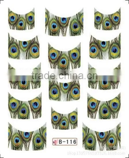 French half watermark fiower painting nails stick ,DIY Fashion Nail art