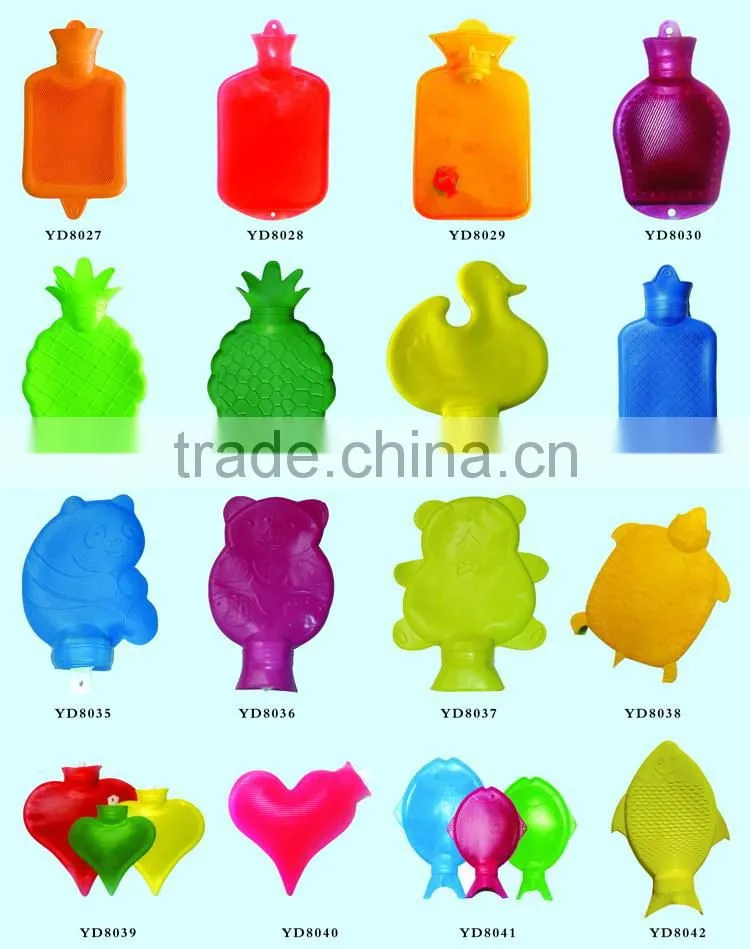 2017 new design mini cartoon natural rubber hot water bottle with plush cover