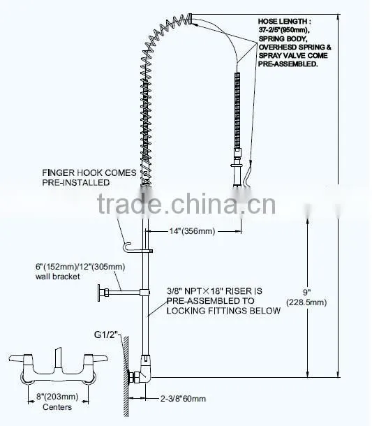 2016 Chrome Commercial Style Pot Filler Kitchen Faucet with Rre Rinse Spray