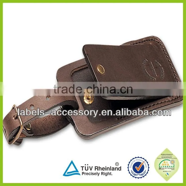 Personalised leather promotion item 2015 custom logo luggage tags