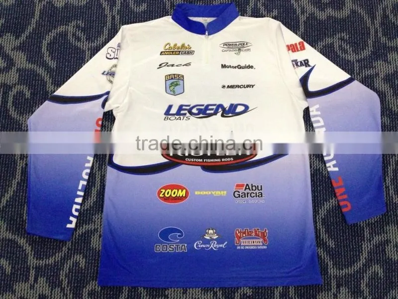 Hongen apparel popular sales dye sublimation qucik dry custom fishing jersey, waterproof fishing clothing