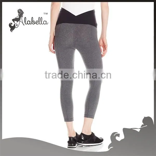 Maternity capri leggings with melange fabric for maternity clothings