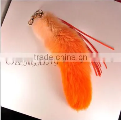 CX-R-50 Pink Keychain 2016 Fashion Genuine Fox Fur Pendant For Bag Cute Key Ring