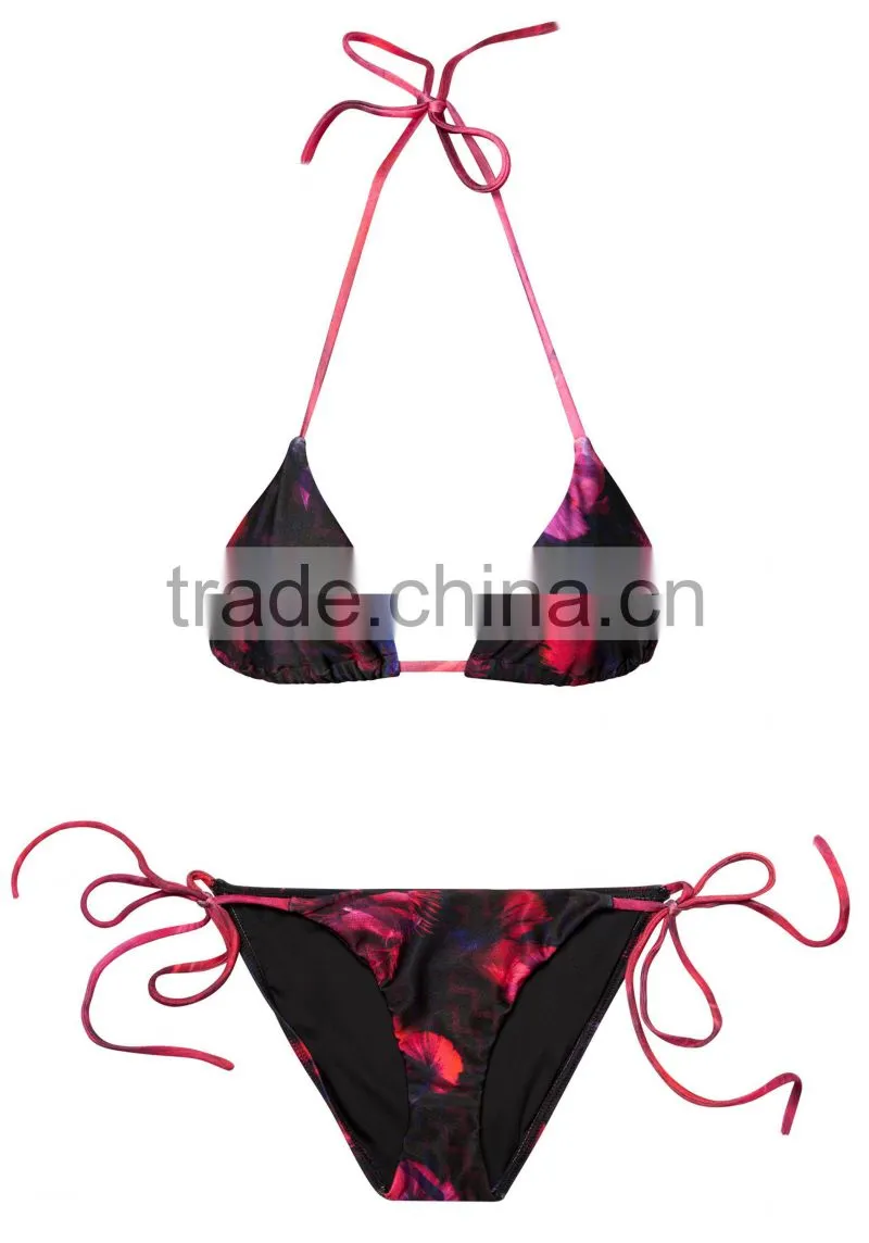ladies fashion halter and dark color print biniki