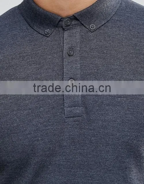 Stylish men button down collar pique fabric polo t shirt custom